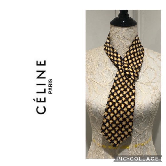 Celine Paris Blue Silk Tie - Picture 1 of 6